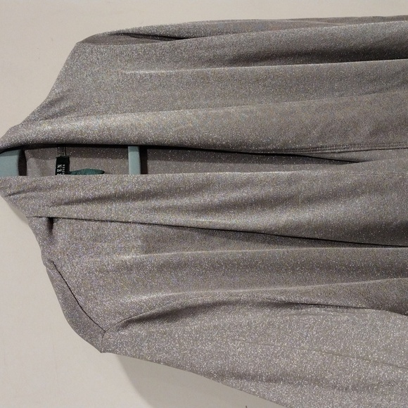 Lauren Ralph Lauren Women's Silver Shimmer Open Front Cardigan Sweater Sz S - Picture 3 of 7